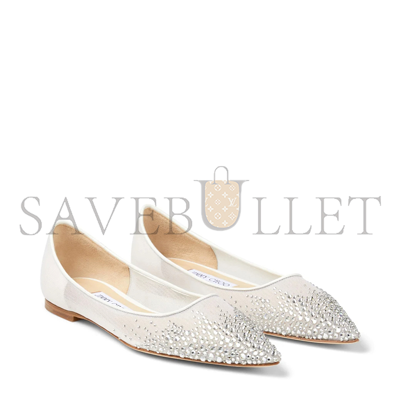 Ji*y Ch* love flat white degrade crystal mesh flats loveflatnyt